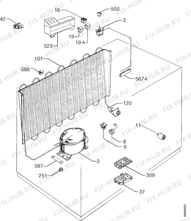 Взрыв-схема холодильника Zanussi ZCF360ML - Схема узла Refrigerator cooling system